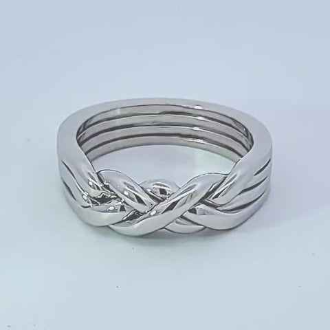 Men's Four Band Puzzle Ring in Sterling Silver, Gold shops or Platinum Style 4C3